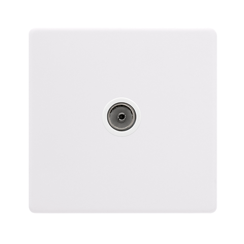 Screwless Plate Polar White Single Non-Isolated Coaxial Outlet - White Insert - SE Home