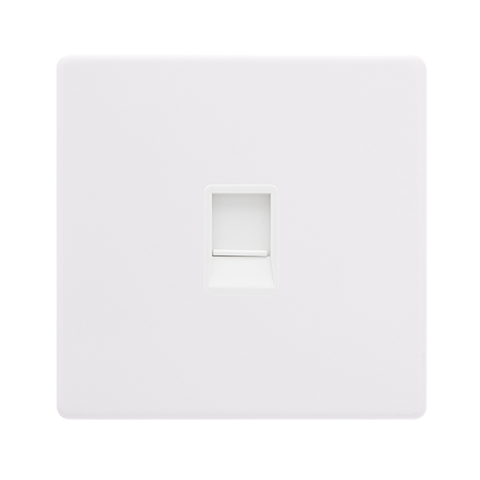 Screwless Plate Polar White Single Rj11 (Irish/Us) Outlet - White Insert