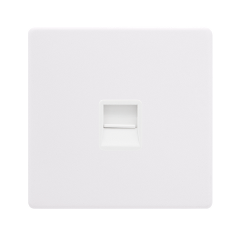 Screwless Plate Polar White Single Telephone Secondary Outlet - White Insert - SE Home