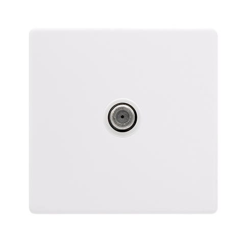 Screwless Plate Polar White Non-Isolated Single Satellite Outlet - White Insert - SE Home