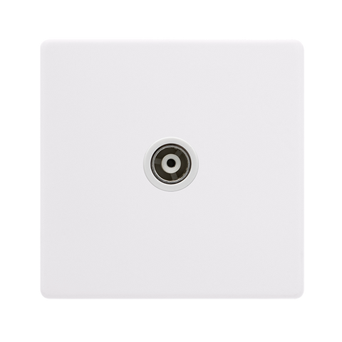 Screwless Plate Polar White Single Isolated Coaxial Outlet - White Insert