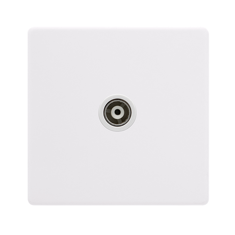 Screwless Plate Polar White Single Isolated Coaxial Outlet - White Insert - SE Home