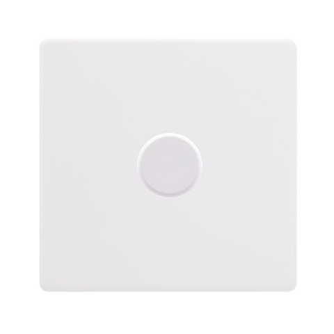 Screwless Plate Polar White 1 Gang 2 Way LED 100W Trailing Edge Dimmer Light Switch - SE Home