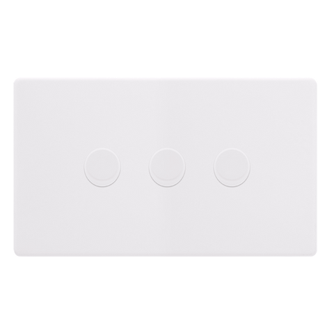 Screwless Plate Polar White 3 Gang 2 Way LED 100W Trailing Edge Dimmer Light Switch - SE Home