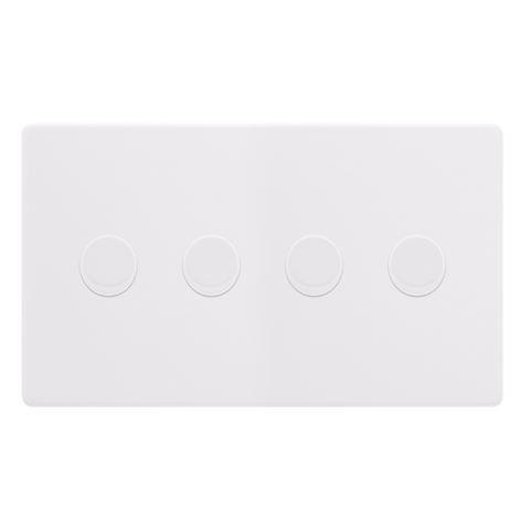 Screwless Plate Polar White 4 Gang 2 Way LED 100W Trailing Edge Dimmer Light Switch - SE Home