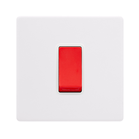 Screwless Plate Polar White 50A 1 Gang Double Pole Switch - White Insert - SE Home