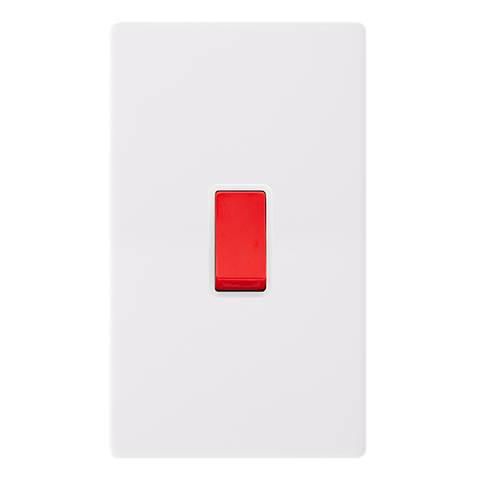 Screwless Plate Polar White 50A 2 Gang Double Pole Switch - White Insert - SE Home