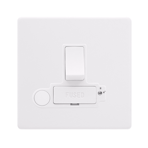 Screwless Plate Polar White 13A Switched Lockable Connection Unit With Optional Flex Outlet - White Insert - SE Home