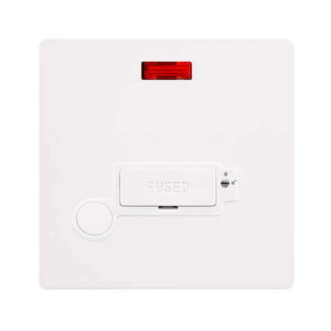 Screwless Plate Polar White 13A Lockable Connection Unit With Neon + Optional Flex Outlet - White Insert - SE Home