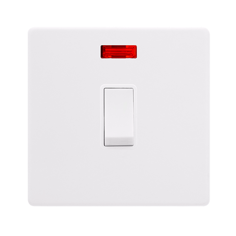 Screwless Plate Polar White 20A Double Pole Switch With Neon - White Insert - SE Home