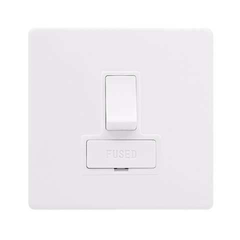 Screwless Plate Polar White 13A Switched Fused Spur Unit - White Insert