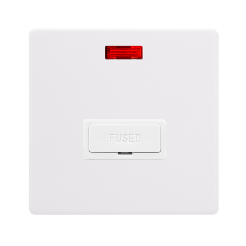 Screwless Plate Polar White 13A Fused Spur Unit With Neon - White Insert