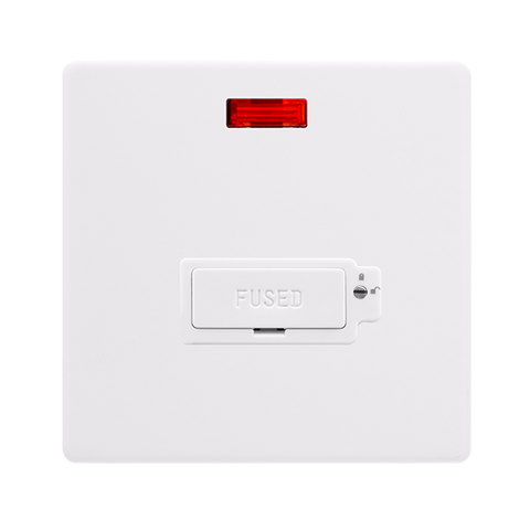Screwless Plate Polar White 13A Lockable Fused Spur Unit With Neon - White Insert - SE Home