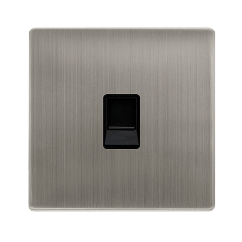 Screwless Plate Stainless Steel Single Rj11 (Irish/Us) Outlet - Black Trim - SE Home