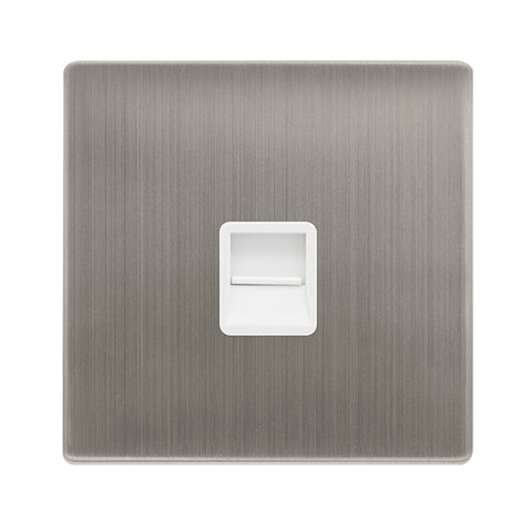 Screwless Plate Stainless Steel Single Telephone Secondary Outlet - White Trim - SE Home
