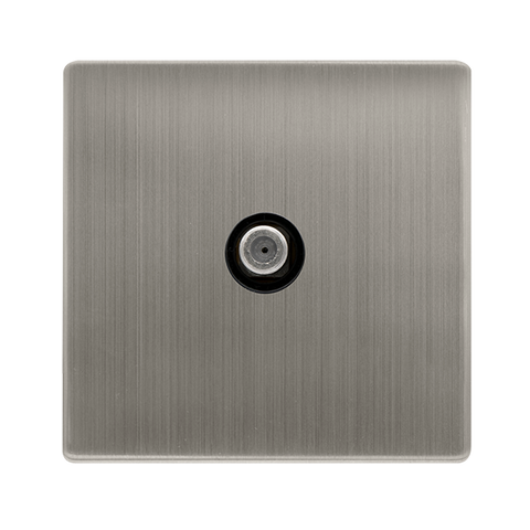 Screwless Plate Stainless Steel Non-Isolated Single Satellite Outlet - Black Trim - SE Home