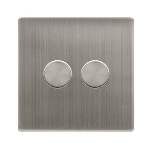 Screwless Plate Stainless Steel 2 Gang 2 Way LED 100W Trailing Edge Dimmer Light Switch - SE Home