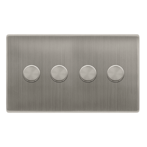 Screwless Plate Stainless Steel 4 Gang 2 Way LED 100W Trailing Edge Dimmer Light Switch - SE Home