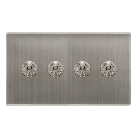 Screwless Plate Stainless Steel 10A 4 Gang 2 Way Toggle Light Switch