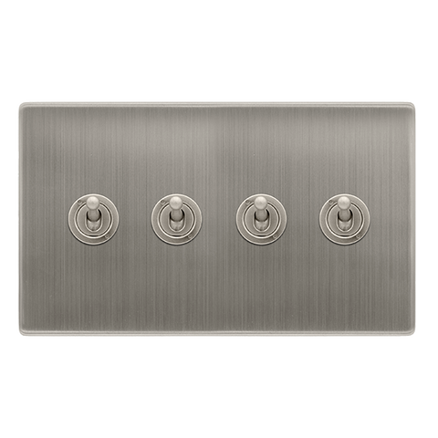 Screwless Plate Stainless Steel 10A 4 Gang 2 Way Toggle Light Switch - SE Home