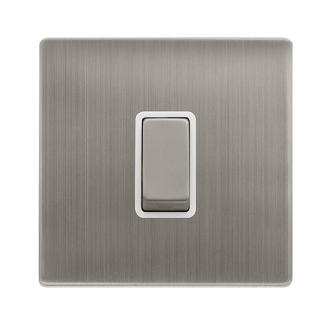 Screwless Plate Stainless Steel 10A Ingot 1 Gang Intermediate Switch - White Trim - SE Home
