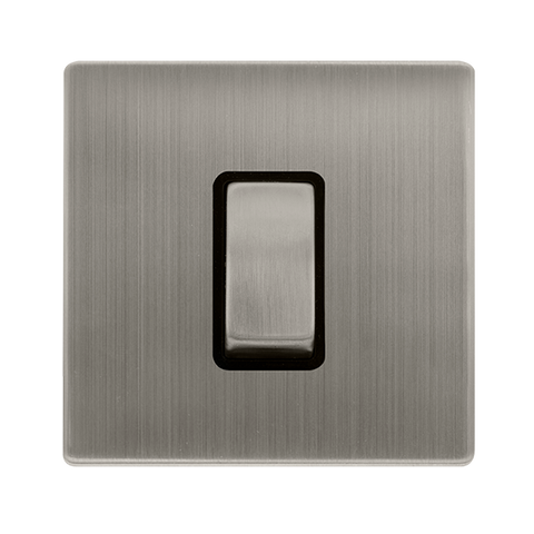 Screwless Plate Stainless Steel 50A Ingot 1 Gang Double Pole Switch - Black Trim - SE Home
