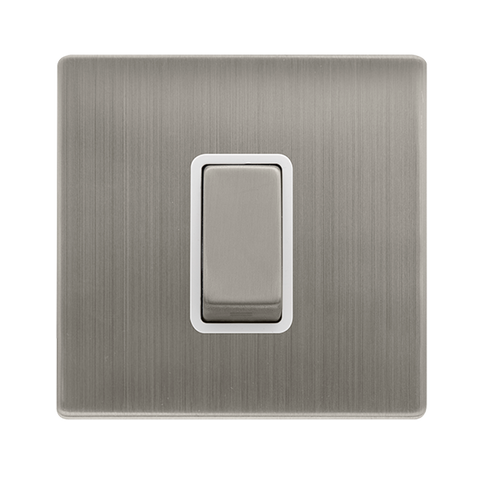 Screwless Plate Stainless Steel 50A Ingot 1 Gang Double Pole Switch - White Trim - SE Home