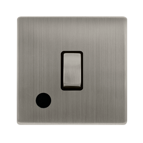 Screwless Plate Stainless Steel 20A Ingot Double Pole Switch With Flex Outlet - Black Trim - SE Home