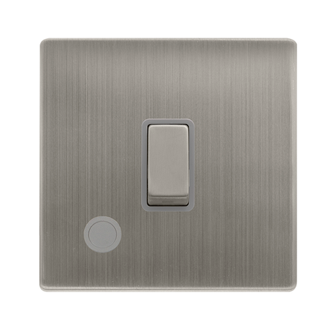 20A Ingot Double Pole Switch With Flex Outlet - Stainless Steel Cover Plate - Grey Insert - Screwless