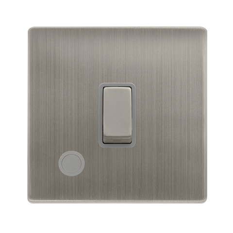 20A Ingot Double Pole Switch With Flex Outlet - Stainless Steel Cover Plate - Grey Insert - Screwless - SE Home
