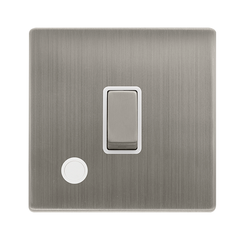 Screwless Plate Stainless Steel 20A Ingot Double Pole Switch With Flex Outlet - White Trim - SE Home