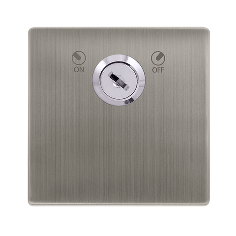Screwless Plate Stainless Steel 20A Double Pole Key Lockable Switch - White Trim - SE Home