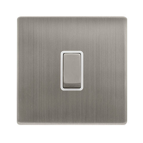 Screwless Plate Stainless Steel 20A Ingot Double Pole Switch - White Trim - SE Home