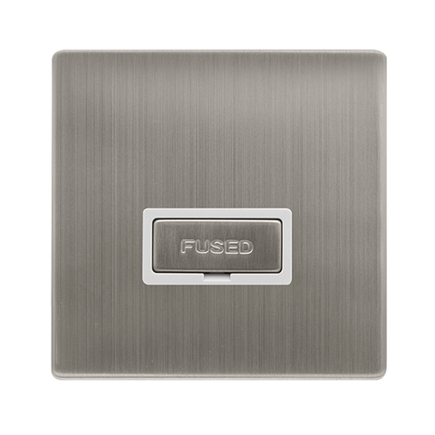 Screwless Plate Stainless Steel 13A Ingot Fused Spur Unit - White Trim - SE Home