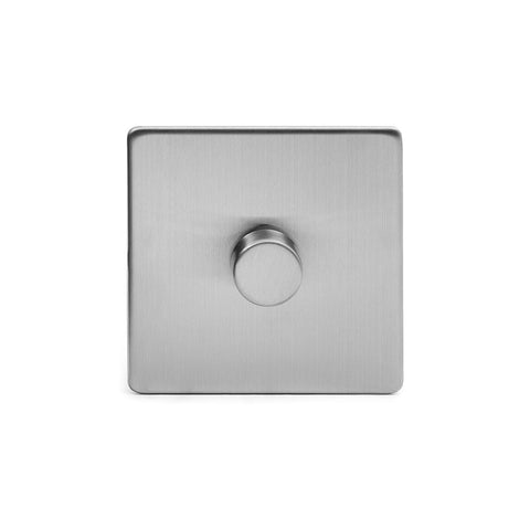 Screwless Brushed Chrome 1 Gang 2 Way Intelligent Trailing Dimmer Light Switch 250W - SE Home