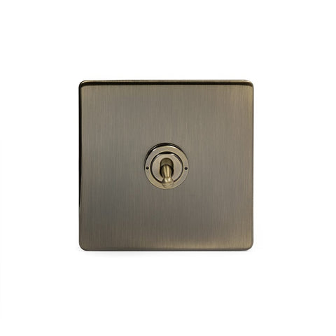 Screwless Antique Brass 1 Gang Intermediate Toggle Light Switch - SE Home