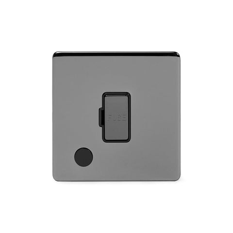 Screwless Black Nickel - Black Trim - Slim Plate Screwless Black Nickel 13A Unswitched Connection Unit Flex Outlet