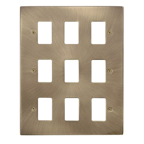 Gridpro 9 Gang Antique Brass Plate - SE Home