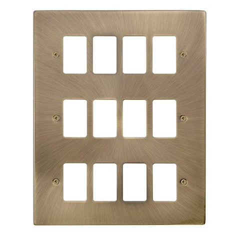 Gridpro 12 Gang Antique Brass Plate - SE Home