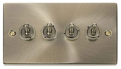 Antique Brass 4 Gang 2 Way 10AX Toggle Light Switch - SE Home