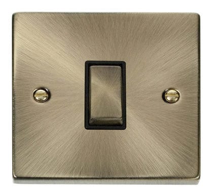 Antique Brass 10A 1 Gang Intermediate Ingot Light Switch - Black Trim - SE Home