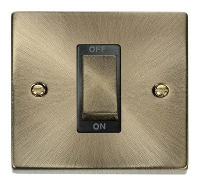 Antique Brass 1 Gang Ingot Size 45A Switch - Black Trim - SE Home