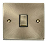 Antique Brass 1 Gang 20A Ingot DP Switch - Black Trim - SE Home