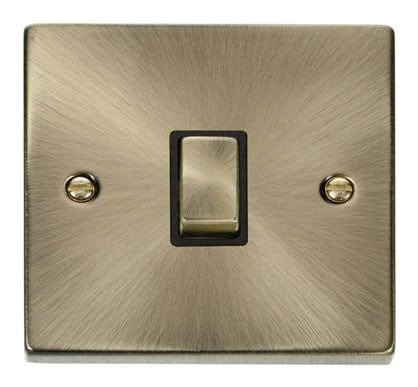 Antique Brass 1 Gang 20A Ingot DP Switch - Black Trim - SE Home
