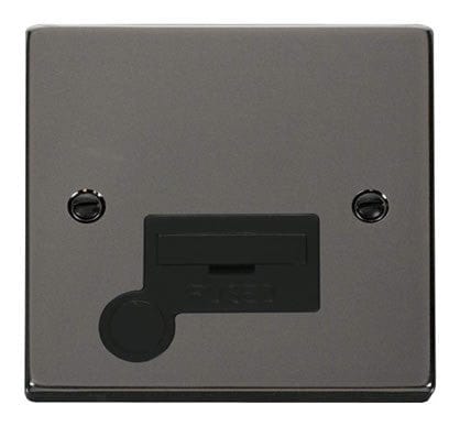 Black Nickel - Black Inserts Black Nickel 13A Fused Connection Unit With Flex - Black Trim