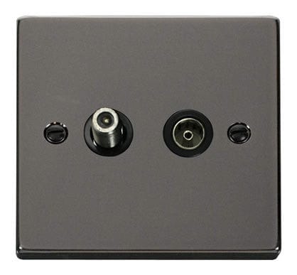 Black Nickel - Black Inserts Black Nickel Satellite And Isolated Coaxial 1 Gang Socket - Black Trim