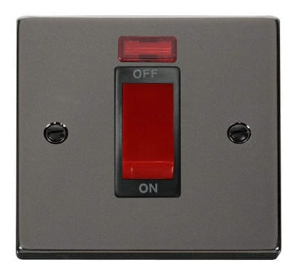 Black Nickel 1 Gang Size 45A Switch With Neon - Black Trim - SE Home