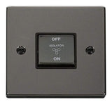 Black Nickel 10A 1 Gang Ingot 3 Pole Fan Isolation Switch - Black Trim - SE Home