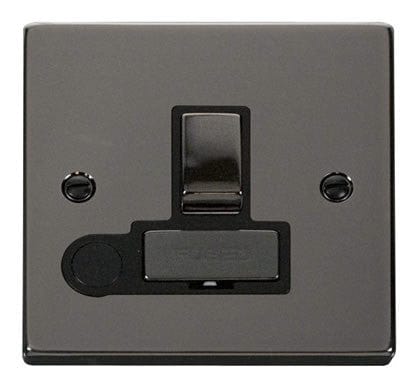 Black Nickel 13A Fused Ingot Connection Unit Switched With Flex - Black Trim - SE Home