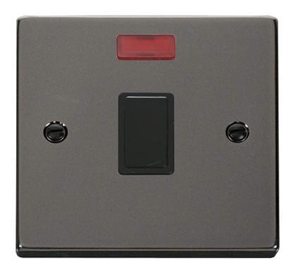 Black Nickel - Black Inserts Black Nickel 1 Gang 20A DP Switch With Neon - Black Trim